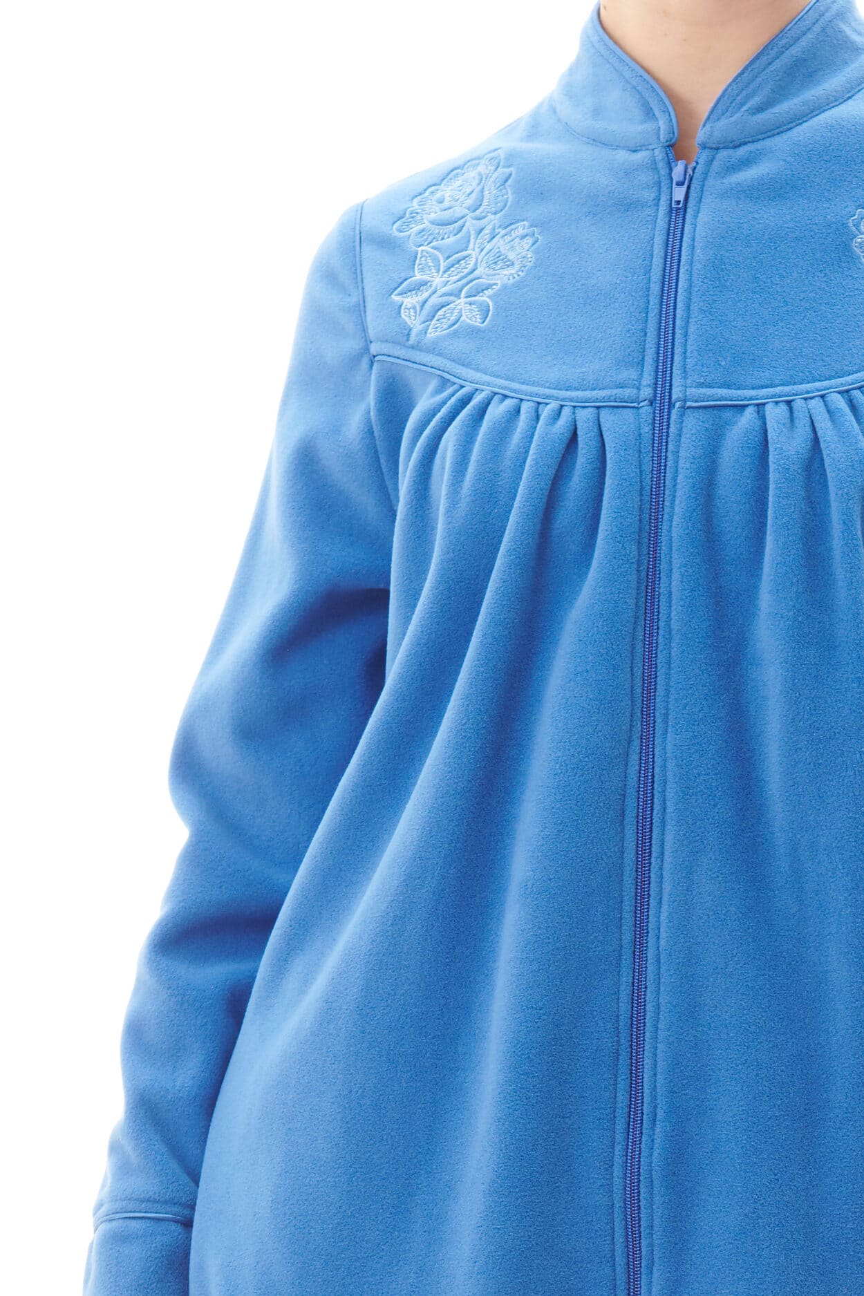 Mid Gown Zip Front w/ Floral Embroidery Temptations Lingerie & Swimwear